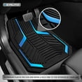 thumbnail image 3 of BAN   Heavy Duty Rubber Floor Mats, Blue Aluminum Film Car Mats Set, Front and Rear Car Mats with Anti-Slip Backing, All Weather Protection, Trim-to-Fit for Automotive SUV, Sedan, Van, 3 of 15
