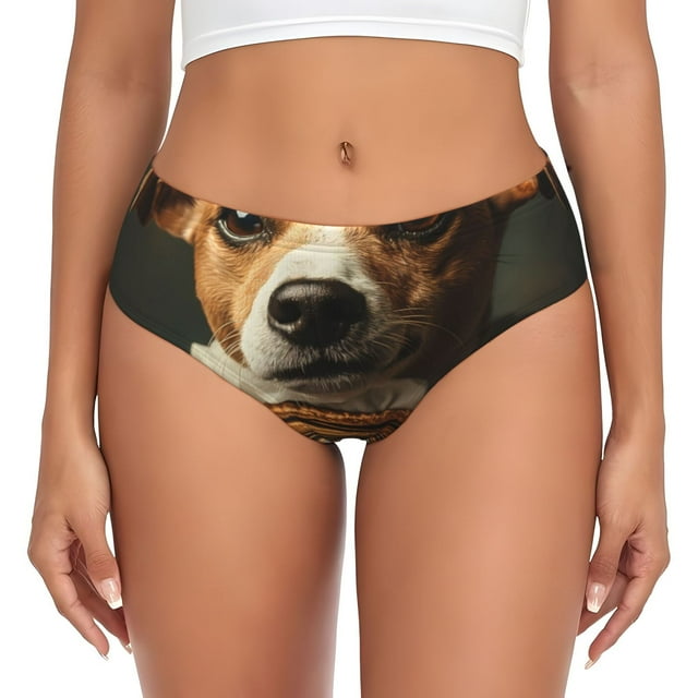 Fotbe Modern Cute Dog Calzones Estampados para Mujer – Ropa Interior de Algodón, Cómoda, Suave y Elástica-Small