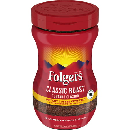 Folgers Instant Coffee Crystals Classic Roast, 12-Ounce