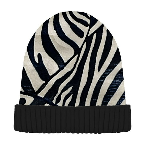 joogoo Zebra Pattern Beanie Hats Men Women Cuffed Skull Cap Winter Warm Knit Thick Beanies
