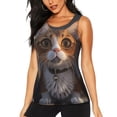 thumbnail image 1 of Fotbe Wide Eyed Cartoon Cats Blusas Sin Mangas para Mujer – Estilo Casual, Corte Suelto, Slim-Fit, Cuello Redondo Deportivo, Tops de Verano para Gimnasio y Yoga-Small, 1 of 7