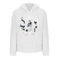 thumbnail image 4 of Vivanyn HD Womens Ghost&Cat Print Pullover Hoodie Oversized Sweatshirt Plush Essentials Top,White,Size S-XXXL, 4 of 4