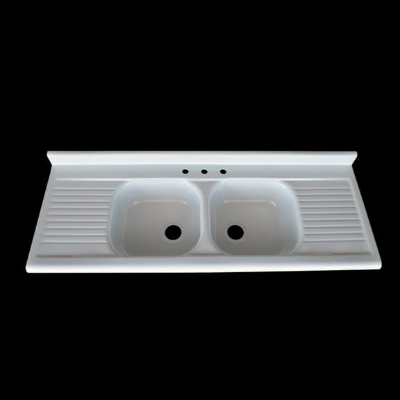 NBI Drainboard Sinks 66" x 25" White Reinforced Cast Acrylic Drainboard Sink