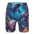 thumbnail image 3 of Rocae Underwater Turtle Dolphin Octopus for Men's Beach Shorts Casual Elastic Waist Drawstring Summer Beach Shorts,S-3XL-Small, 3 of 6