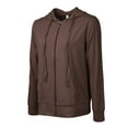 thumbnail image 2 of 247 Frenzy Women's Active Essentials Sofra Cottonbell Lightweight Full Zip Drawstring Cotton Hoodie with Front Pouch Pockets - Brown * WALMART EXCLUSIVE *, 2 of 4