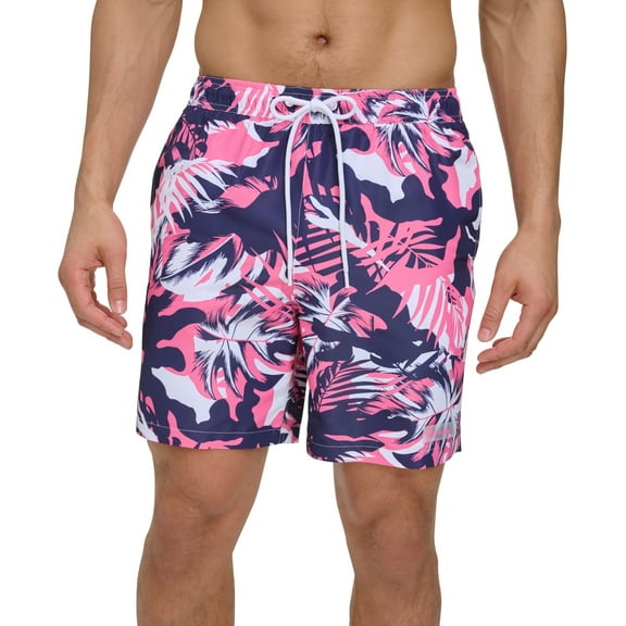 Calvin Klein Mens Regular fit Swim Trunks Swimwear XL / 7 Inseam Pink Floral