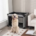 thumbnail image 3 of Gymax 37 in Portable Folding Dog Crate w/ Mesh Mat & Locking Zippers for Cat Carrier Use, 3 of 10