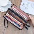 thumbnail image 3 of Cartera con doble cremallera para mujer, cartera de cuero PU para teléfono, regalo grande, 3 of 5