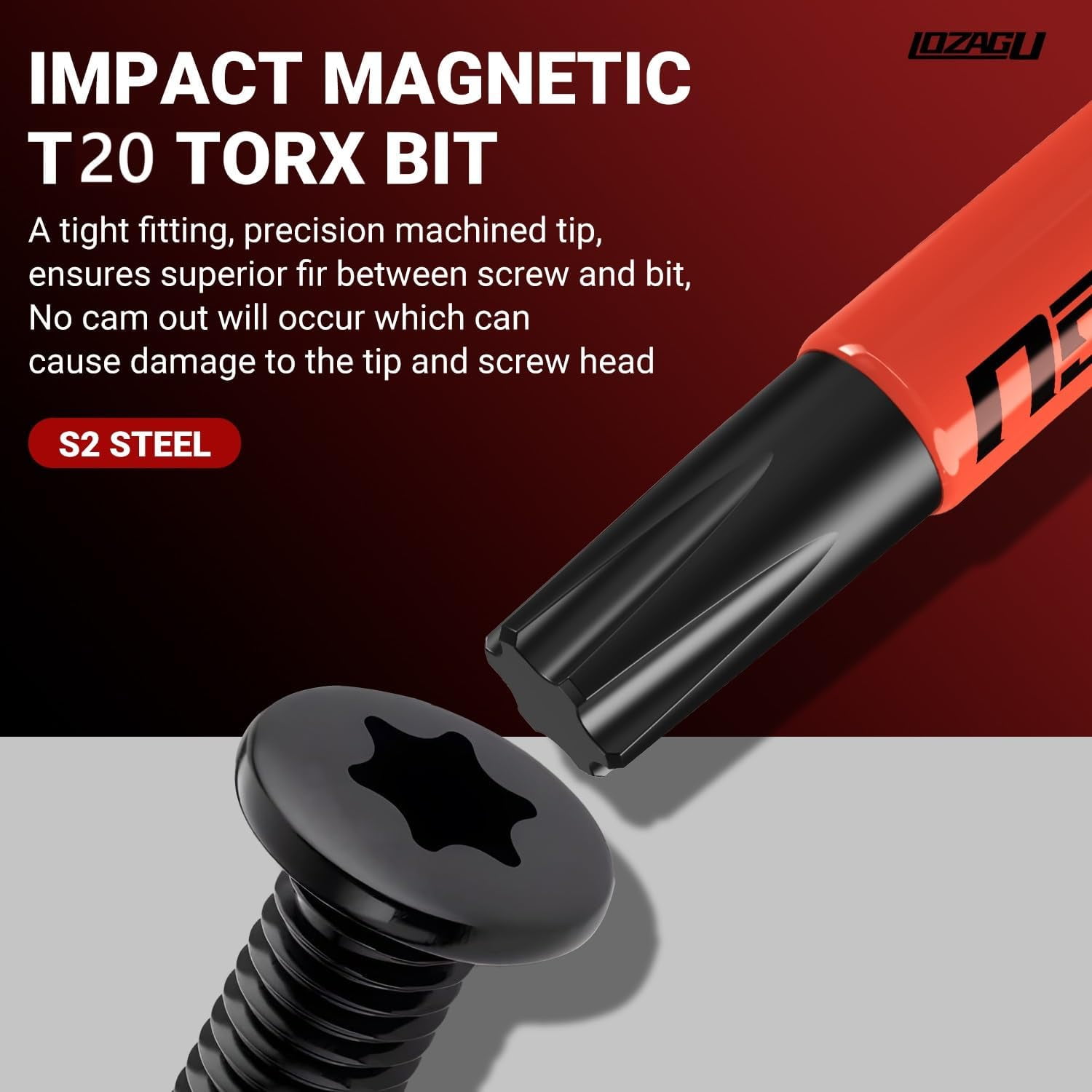 MKEUDQ-10-Piece T20 Torx Bits, 2'' to 6'' (50-152mm), Magnetic T20 Torx Bits for Impact Driver, 1/4 Inch Hex Shank | S2 Steel