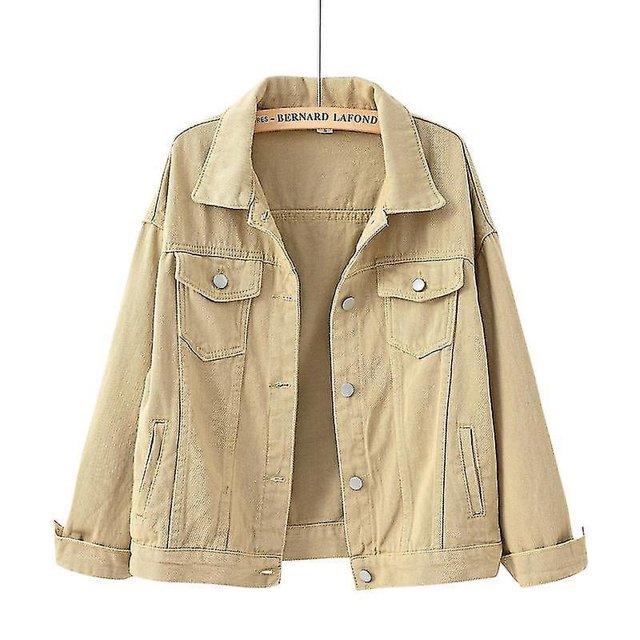 Chaqueta vaquera para mujer, chaqueta corta holgada de manga larga, Top informal de talla grande