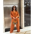 thumbnail image 3 of AURA Women Two Piece Outfit Set Casual Shirt High Waist Pants Summer S-XXL, 3 of 9