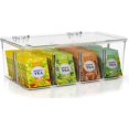 thumbnail image 1 of Kichly 1 Pack Tea Bag Organizer - Stackable Acrylic Tea Bag Organizer with Clear Plastic Storage for Kitchen & Pantry, Perfect for Coffee Packets, Sugar, Snacks, Herbs, and Spices (Clear), 1 of 8