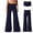 Navy, variant on Womens Yoga Pants Foldover Low Waisted Casual Pants Gray Stretchy Cozy Pants Women