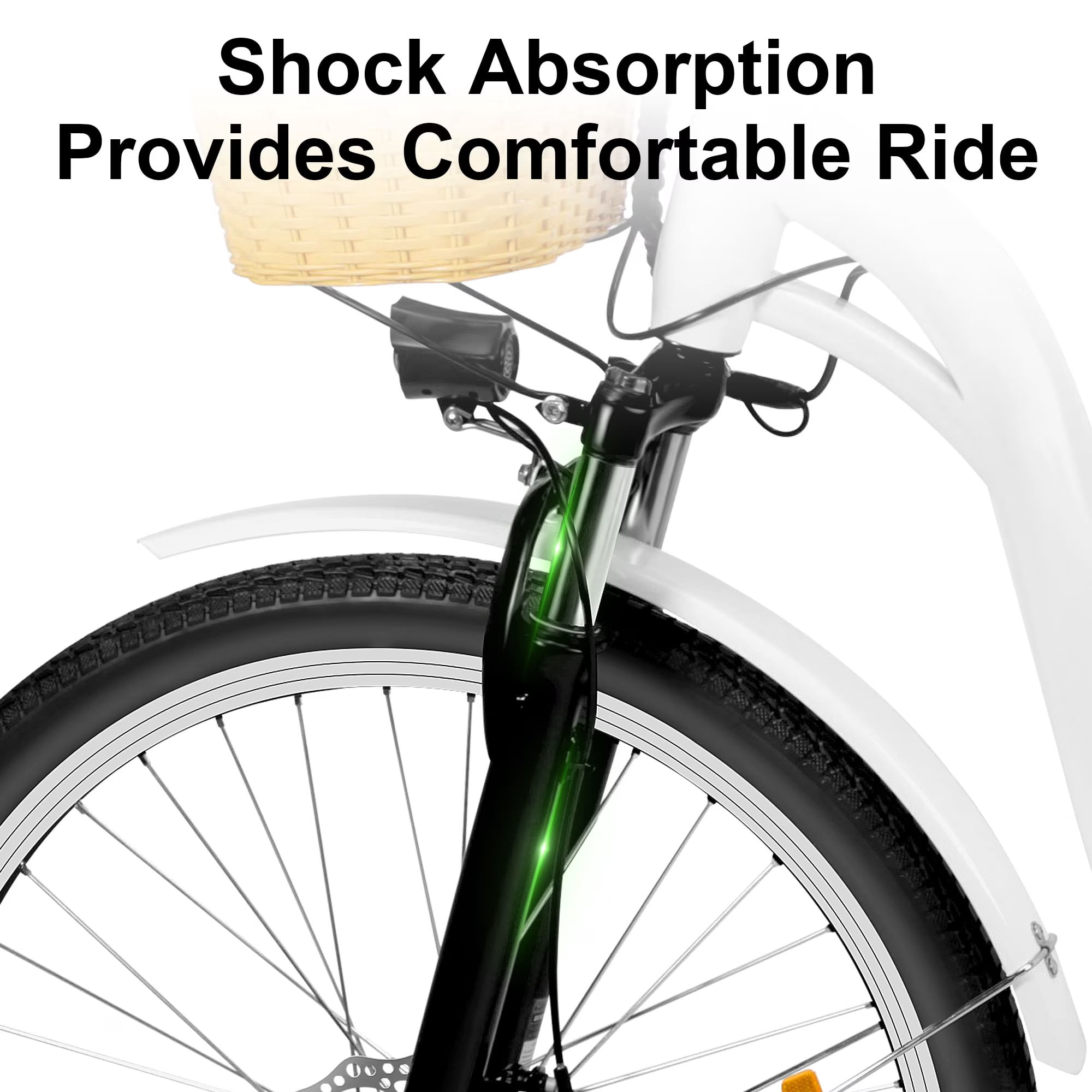 Electric City Bike for Adults 26",Peak 750W E-Commuter Bikes 48V 10AH UL2849,White