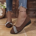 thumbnail image 6 of Gpaecead Women's Rhinestone Crisscross Strap Wedge Pumps Faux Suede Slip On Cushioned Non Slip Shoes For Work And Parties, Brown, 6 of 8