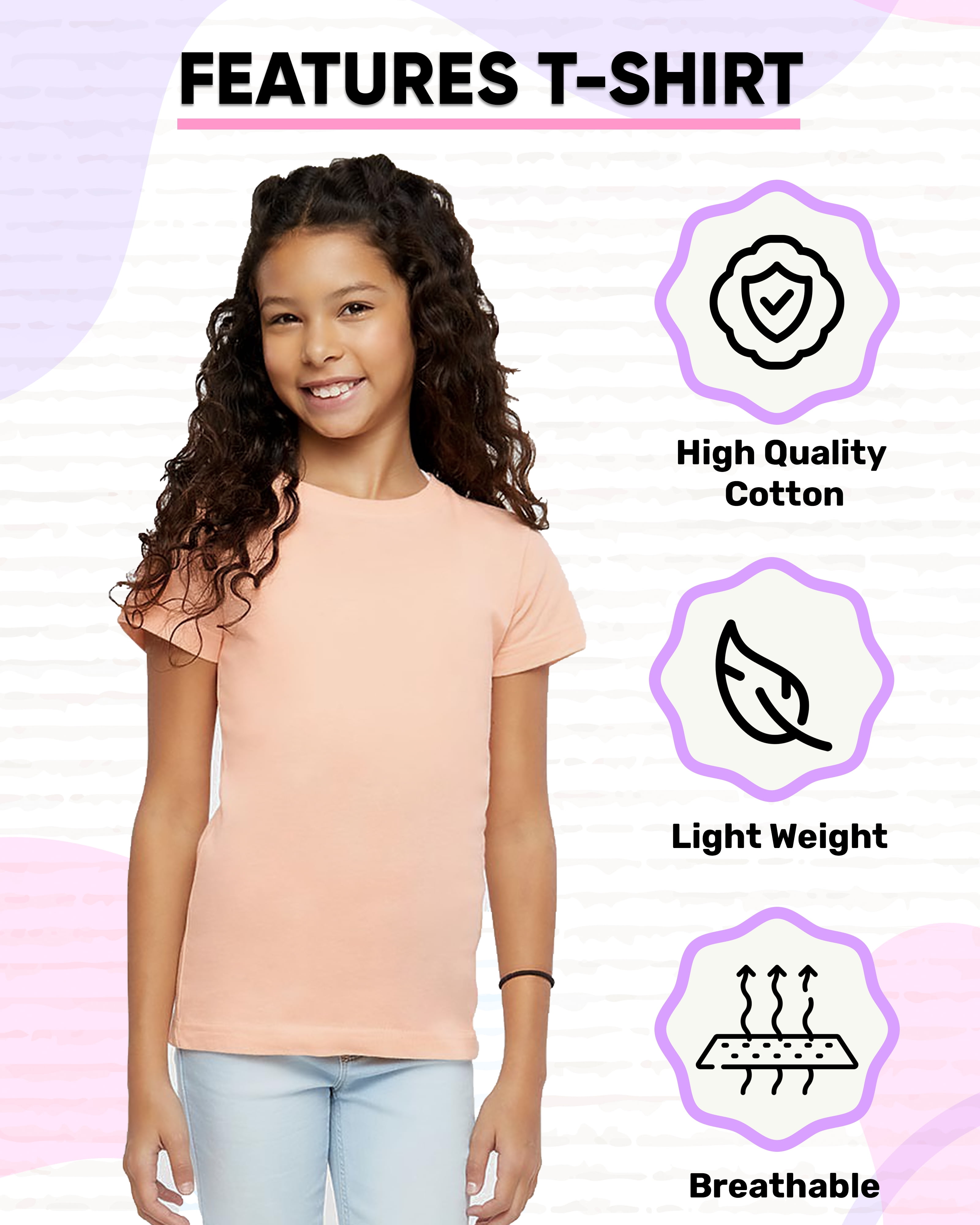 Marky G Apparel Girls' Short-Sleeve Crew Neck Slim-Fit T-Shirts 100% Cotton, S, Royal/Heather/Heather(Pack of 3)