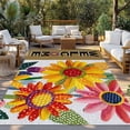 thumbnail image 2 of Spring Daisy Outdoor Rug 6x9 Ft - Reversible Patio Rug Outdoor Camping Rugs, Brown Modern Abstract Art Dots Floral Washable Indoor Outdoor Area Rugs, Non-Slip Outdoor Carpet Runner for Deck/Porch, 2 of 8
