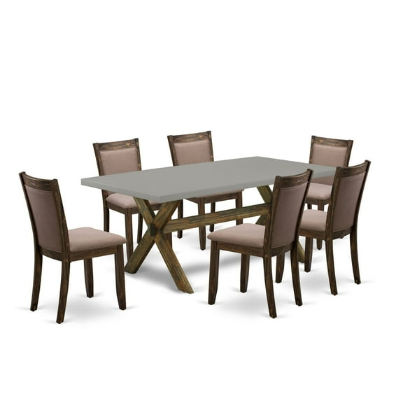 X797MZ748-7 7Pc Kitchen Set - Rectangular Table and 6 Parson Chairs - Multi-Color Color
