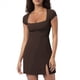 thumbnail image 1 of Vestido de Tenis para Mujer, Corta, Cuello Cuadrado, Abertura Lateral, Doble Forro, Vestido Deportivo de Golf, Color Café, Talla S, 1 of 9