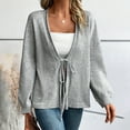 thumbnail image 5 of Weikingp Sweaters for Women,Women'S Comfortable Knitted Tops Solid Color Strappy Cardigan Knitted Sweater Cable Knit Sweater Women Cardigan Sweaters for Women Clearance Grey M, 5 of 9