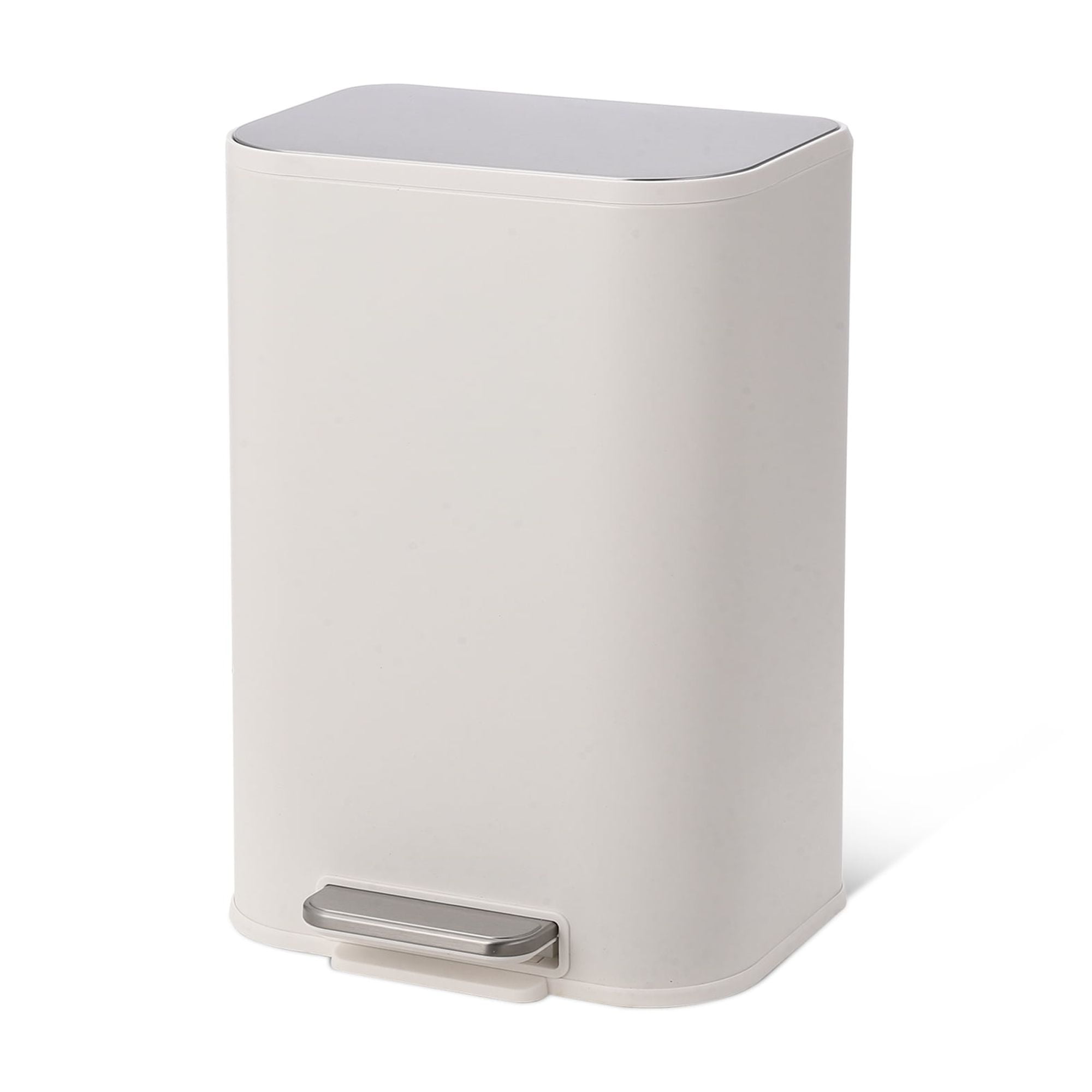 Kitchen Trash Can with Lid, Stainless Steel Garbage Can with Foot Pedal & Removable Inner Bucket, Rectangular Step On Waste Bin for Office Bedroom Living Room
