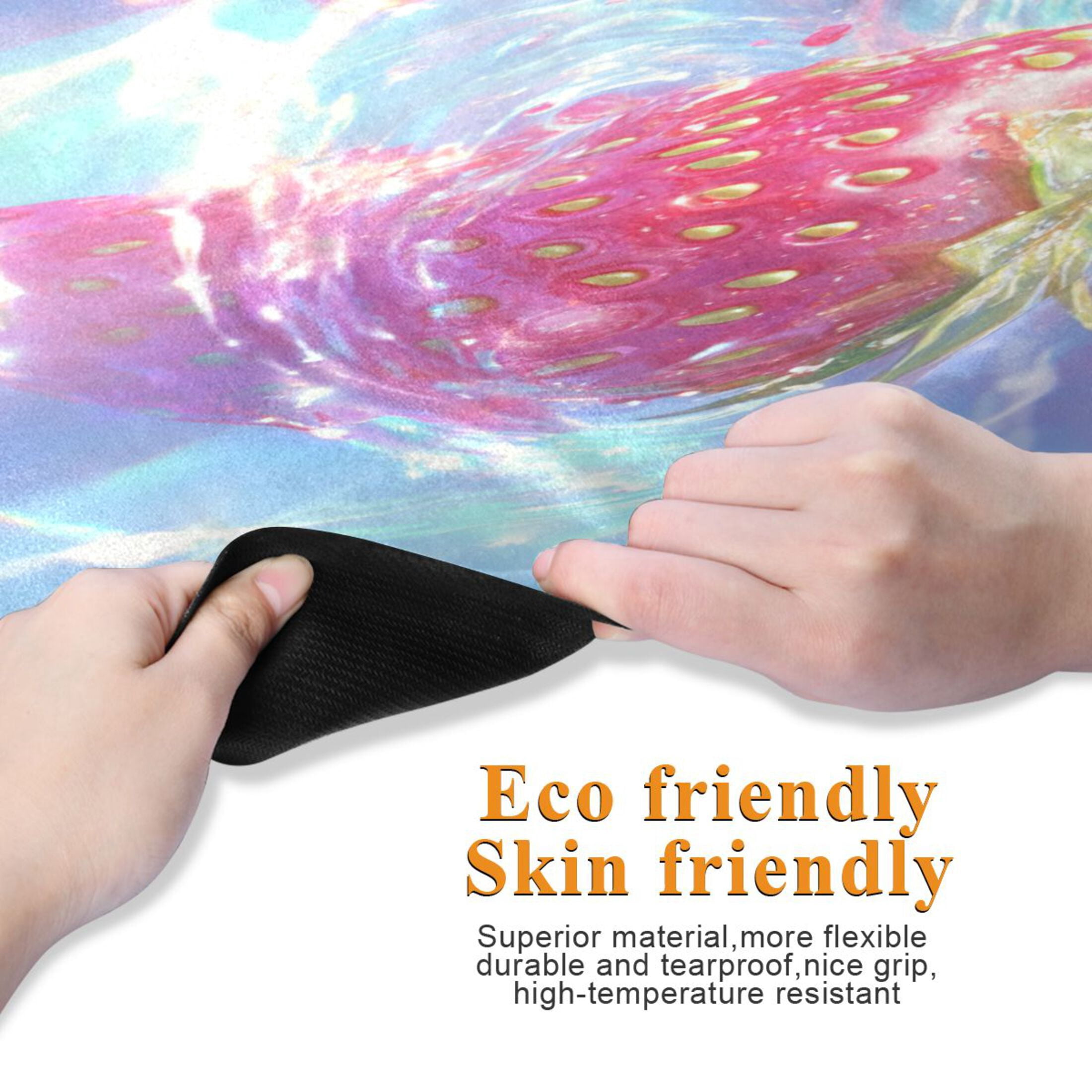 BZSMCE Yoga Mat Women Strawberries Floating in Water Fitness Mat