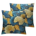thumbnail image 2 of Acheng Throw Pillow Cover Square Ginkgo Leaf in The Style of Gold and Cyan Satin Square Throw Pillow Covers Turquoise Gold Teal Decorative Pillows for Bed for Couch Bed Home Decor Zippered,2 Pcs White, 2 of 6