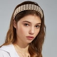 thumbnail image 3 of Unique Bargains 1 Pcs Tweed Padded Headband Fashion Hairband for Woman Non Slip Knitted Check Pattern White, 3 of 7