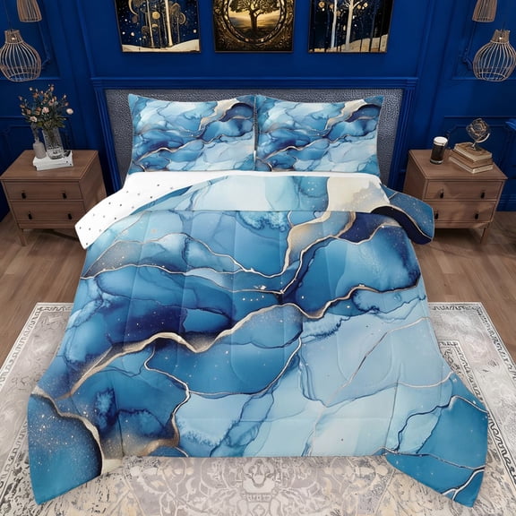 Manfei Gradient Marble Bedding Comforter Set 2pcs for Adults Female Men,Abstract Marbling Watercolor Twin Comforter Sets Microfiber,Stone Pattern Breathable Bedding Set,Luxury Bedroom Decor