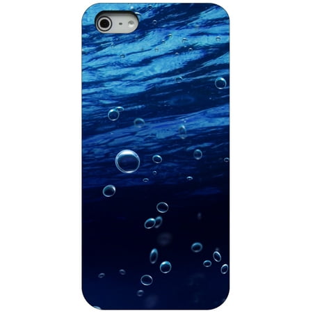 CUSTOM Black Hard Plastic Snap-On Case for Apple iPhone 5 / 5S / SE - Water Bubbles