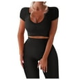 thumbnail image 1 of Yoga Set Women Workout Sets 2 Piece Seamless Ribbed Tank High Waist Trousers Yoga Outfits, 1 of 5