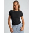 thumbnail image 2 of Freejoy Womens Basic T Shirts Summer Short Sleeve Slim Fit Tee Cute Gym Workout Clothes, 2 of 6