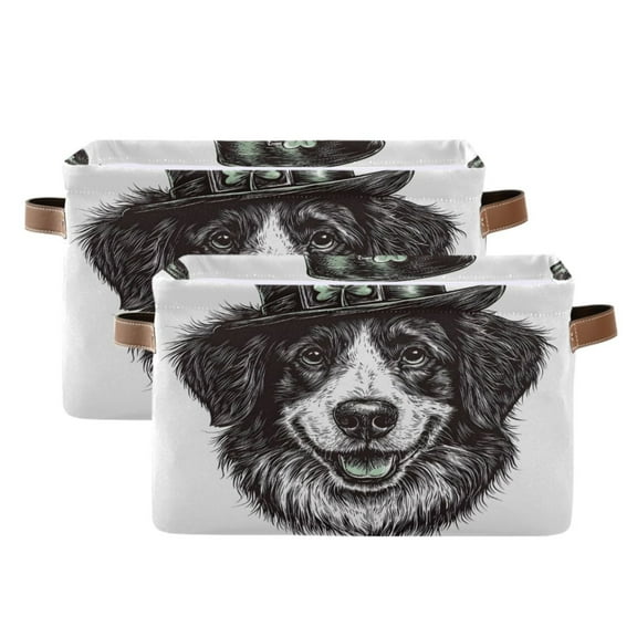 Ryvnso Cool Dog Storage Basket Large Bin Foldable Boxes Toys Organizer 14.2x10.2x8.3in 2 PCs