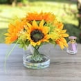 thumbnail image 4 of Enova Home Artificial Flowers Mixed Silk Sunflowers Fake Flowers Arrangement in Cylinder Glass Vase for Home Office Wedding Decoration, 4 of 5