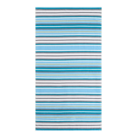 Better Homes & Gardens Beach Collection Sand-Friendly Aqua Striped Cotton-Blend Beach Towel