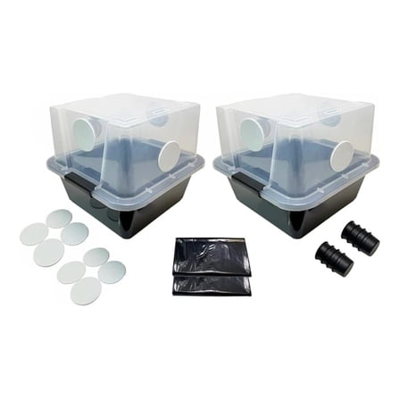 Grower's 28Q Cube Mushroom Monotub Fruiting Chambers with Filter Disks and Liners (2 Pack)