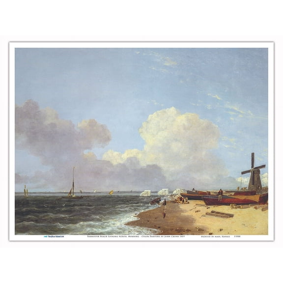 Yarmouth Beach Looking North, Morning - From an Original Color Painting by John Crome c.1819 - Master Art Print (Unframed) 9in x 12in