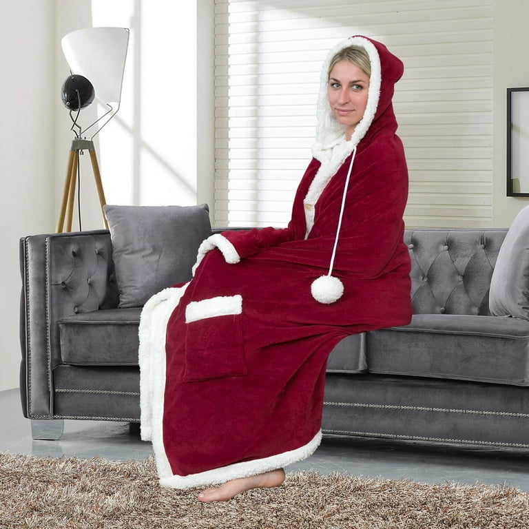 Heating Pad Supply Oversized Wearable Hoodie Blanket Wom M Flannel