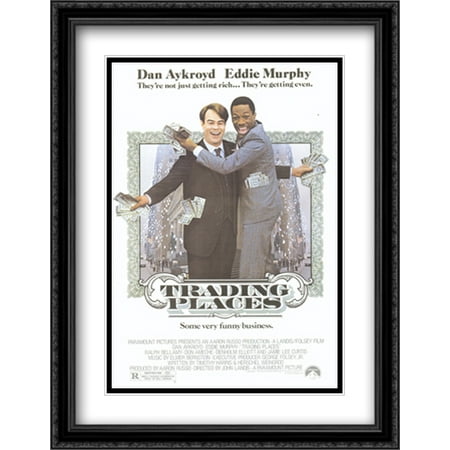 206 Matt - Trading Places 28x36 Double Matted Large Black Ornate Framed Movie Poster Art Print
