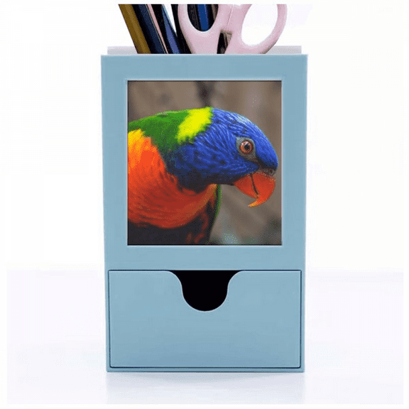 Pcture m Animal Parrot Desk Supplies Organizer Pen Holder Card