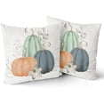 thumbnail image 2 of Fall Blue Orange Pumpkin Pillow Covers 16x16 Set of 2 Watercolor Pumpkins Throw Pillows Autumn Themed Decorations Thanksgiving Decorative Pillowcase Cotton Square Cushion Cover for Couch Sofa Bed, 2 of 6