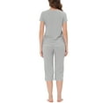 thumbnail image 3 of Conjunto de pijama de mujer INSPIRE CHIC, ropa de dormir, cuello redondo, ropa de casa con pantalones capri, color gris, 3 of 6
