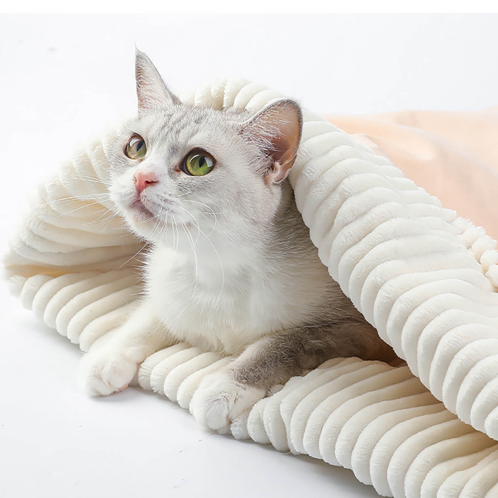 Self Warming Cat Bed for Indoor Cats, Cozy Winter Plush Snuggle Sack with Reversible Design,Soft Pet Cave Sleeping Bag for Kittens & Small Dogs, Calming Hideaway Bed with Interior