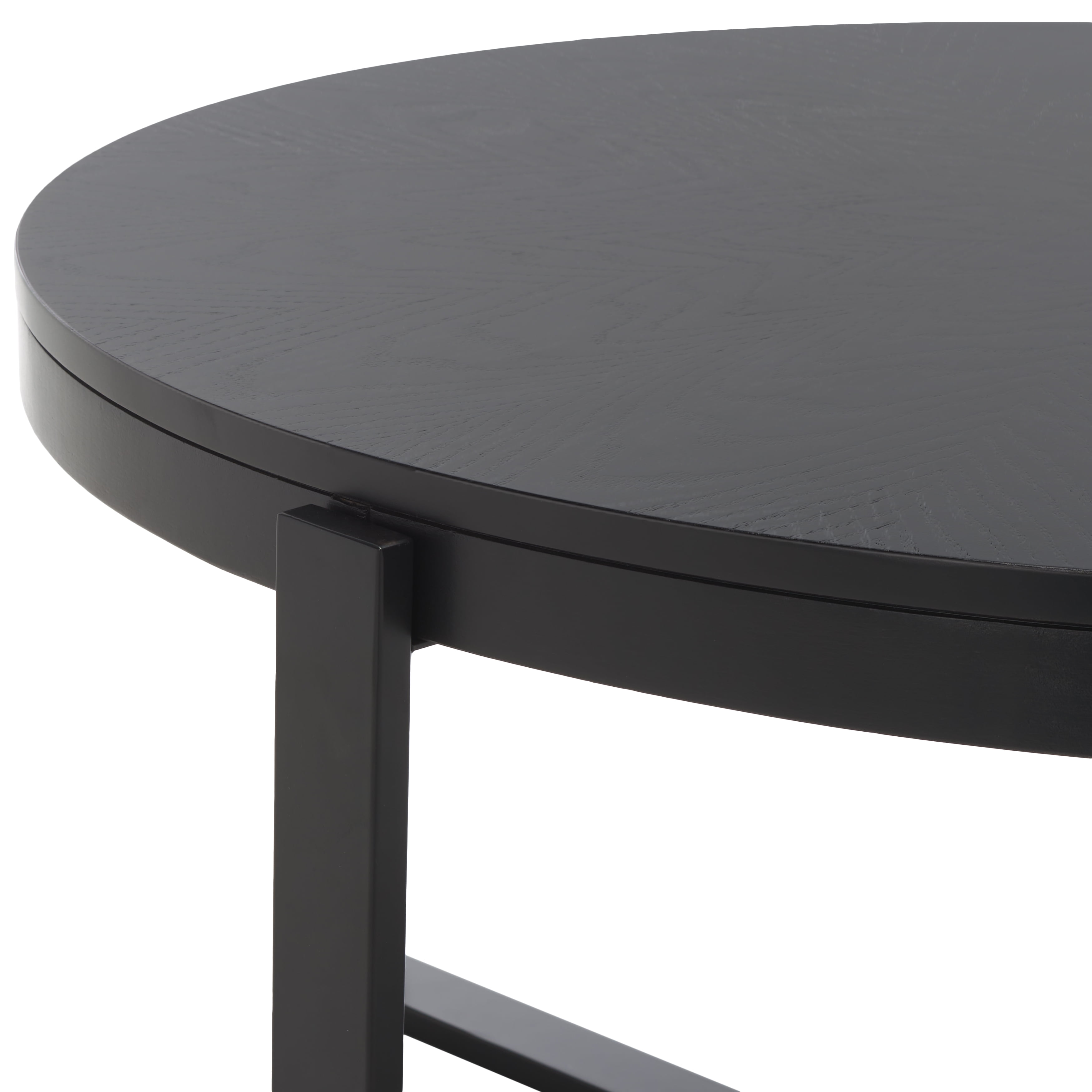 SAFAVIEH Navya Mid-Century Round Coffee Table, Black