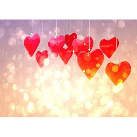 Image of ABPHOTO Polyester 7x5ft Photogrsphy Backdrop Red Love Backdrops Sweetheart Bokeh Background Baby Wedding Party Photo Props