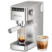 Espresso Machine 9 Bar, Compact Espresso Maker with Steam Milk Frother, Stainless Steel Coffee Machine with Removable Water Tank for Cappuccino, Latte, Silver