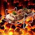 thumbnail image 3 of Stainless Steel Air Fryer Rack with Hanging Grill & Skewers - 20cm Vertical Double Layer Design for Chicken, Ribs, Vegetables - 304 High-Temp Resistant Accessory Akmoler | Metal, Colorful, 3 of 9