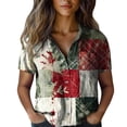 thumbnail image 2 of Bovemsi Women Cotton Shirt Printed Fashion Down Shirts Casual Tops Short Sleeve Blouse, White Women's Summer Shirts, 5XL, 2 of 4