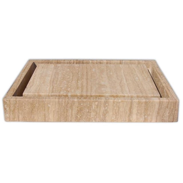 Eden Bath EB-S006BT-H Rectangular Infinity Pool Sink, Honed Beige Travertine
