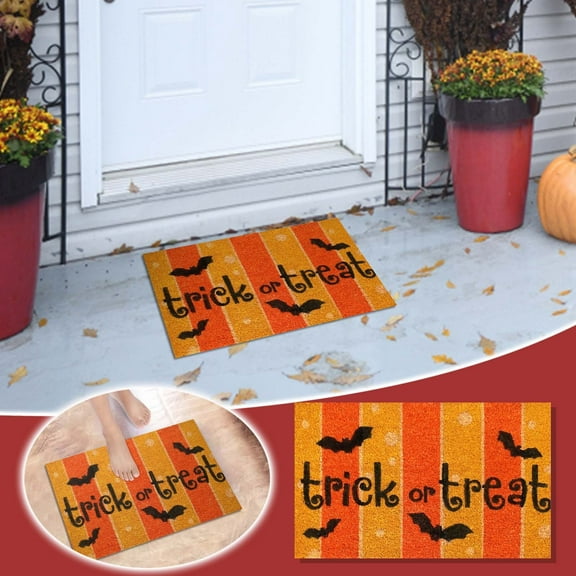 Floleo Halloween Natural Coir Outdoor Doormat Halloween Door Mat Non-Slip Floor Mats Entrance Door Rug For Halloween Front Door Outdoor Bathroom Porch Decor